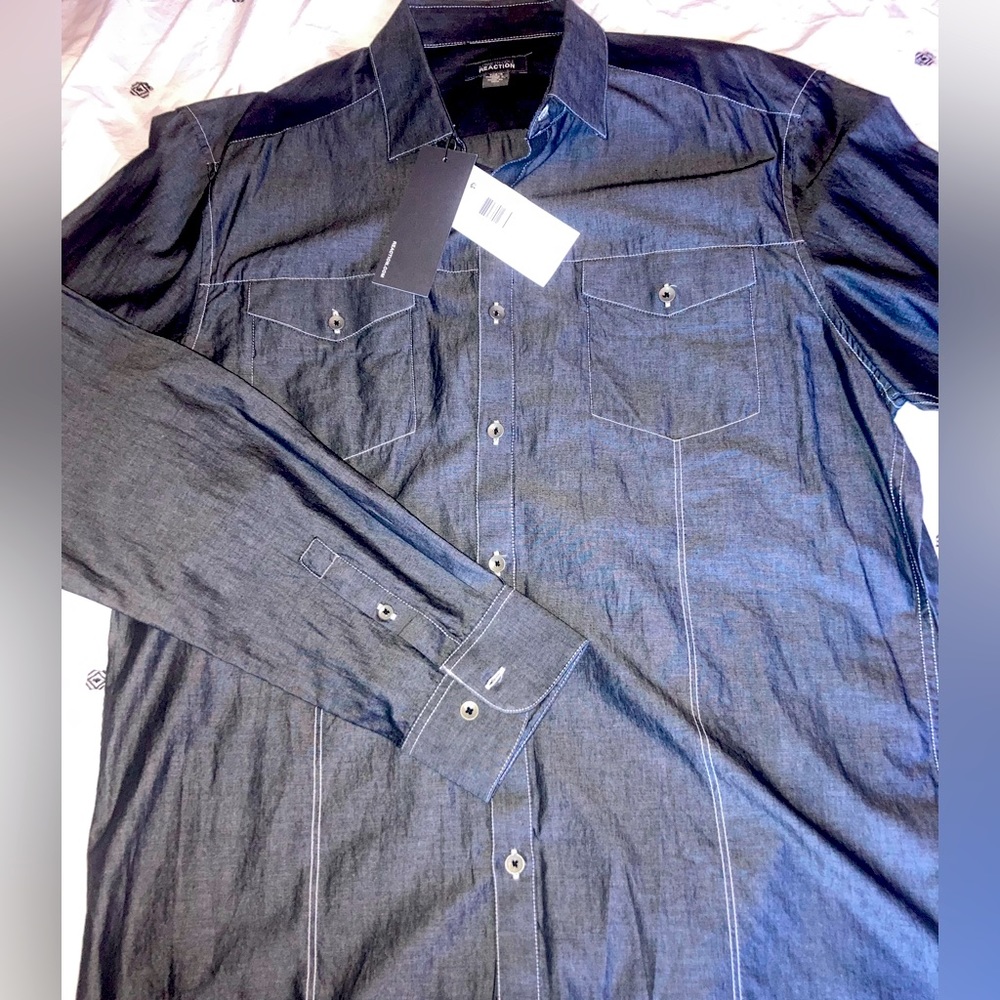 Kenneth Cole Reaction Long Sleeve Button Down Shirt Size L *Brand New